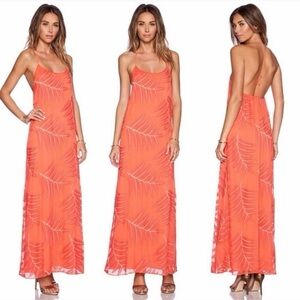 ALICE + OLIVIA Kelly T Back Maxi Coral 100% Silk Evening Embroidered Dress 2